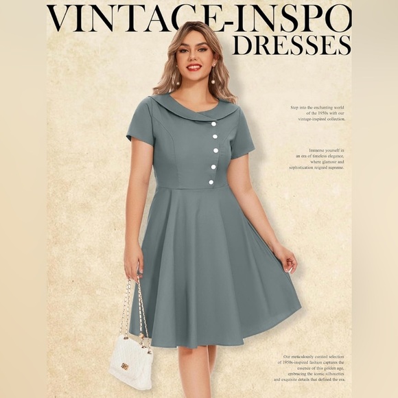 Vintage Audrey Hepburn Cocktail Swing Dress 1950s Women's Dress - Picture 2 of 5